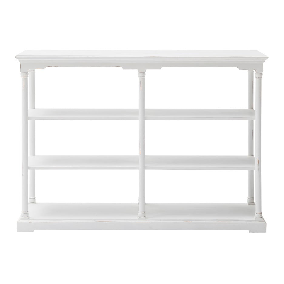 NovaSolo Bordeaux 63" Distressed White Mahogany Kitchen Shelving Unit With 6 Mahogany Boxes