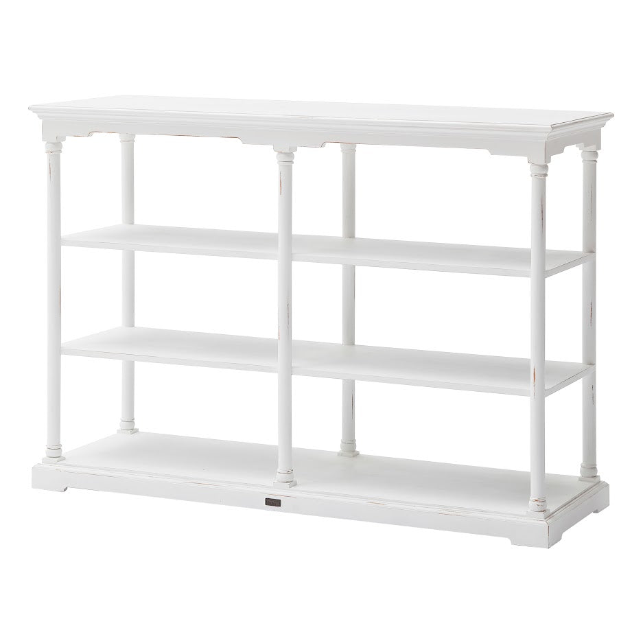 NovaSolo Bordeaux 63" Distressed White Mahogany Kitchen Shelving Unit With 6 Mahogany Boxes