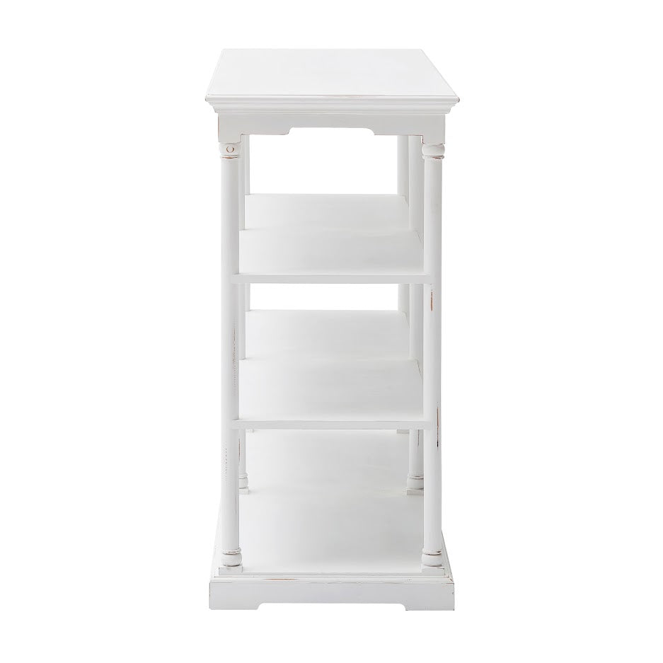 NovaSolo Bordeaux 63" Distressed White Mahogany Kitchen Shelving Unit With 6 Mahogany Boxes