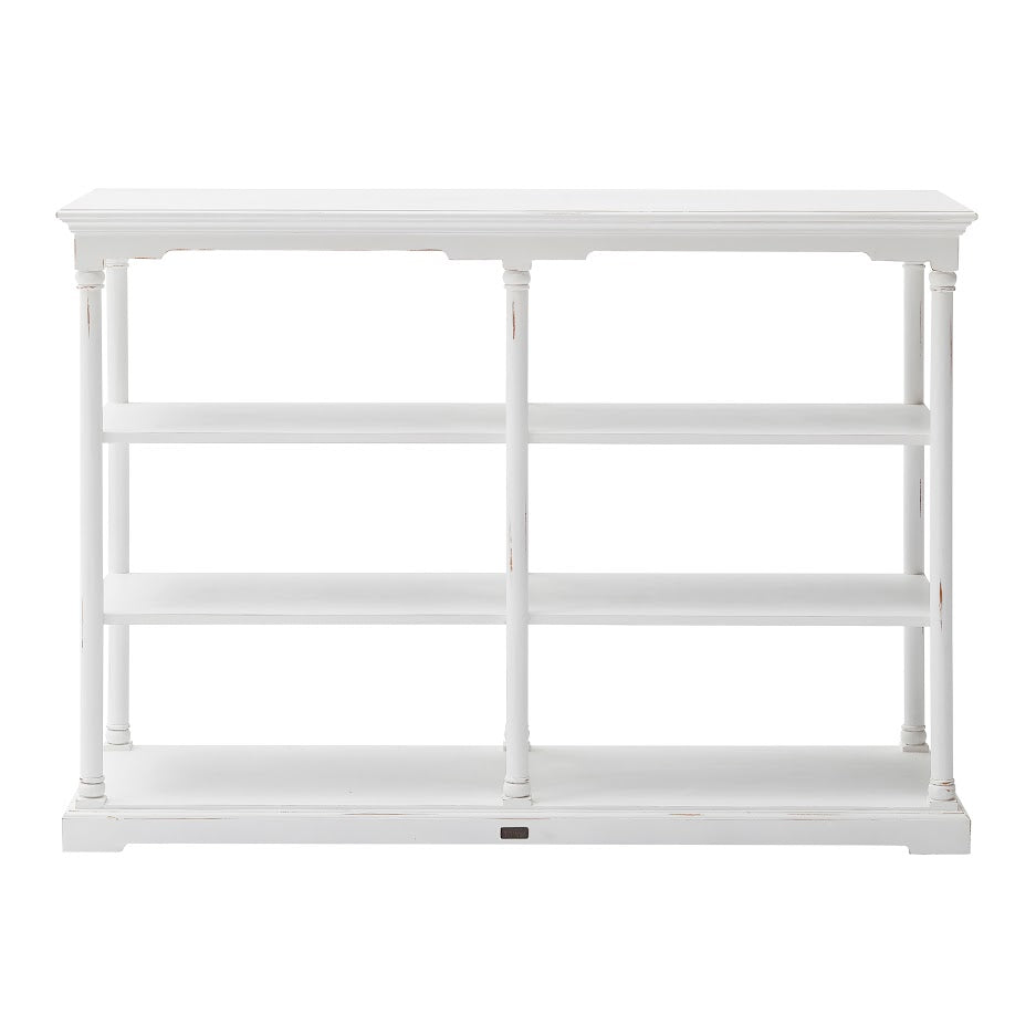 NovaSolo Bordeaux 63" Distressed White Mahogany Kitchen Shelving Unit With 6 Mahogany Boxes