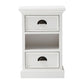 NovaSolo Halifax 16" Classic White Mahogany Mini Storage Unit With 2 Drawers & 1 Rattan Basket