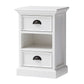 NovaSolo Halifax 16" Classic White Mahogany Mini Storage Unit With 2 Drawers & 1 Rattan Basket