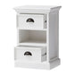 NovaSolo Halifax 16" Classic White Mahogany Mini Storage Unit With 2 Drawers & 1 Rattan Basket