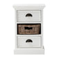 NovaSolo Halifax 16" Classic White Mahogany Mini Storage Unit With 2 Drawers & 1 Rattan Basket