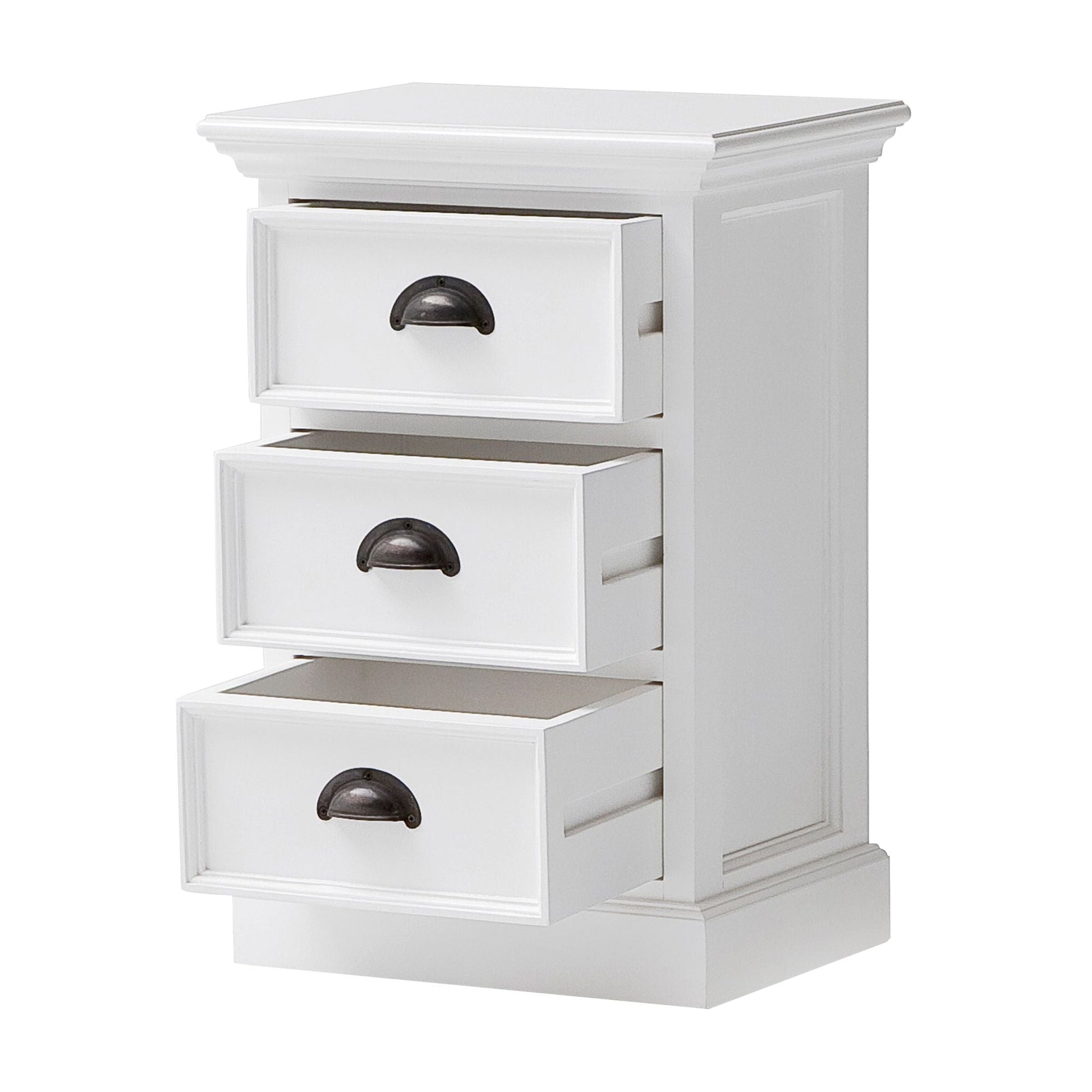 NovaSolo Halifax 16" Classic White Mahogany Mini Storage Unit With 3 Drawers