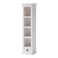 NovaSolo Halifax 20" Classic White Mahogany Bookshelf Cabinet With 4 Shelves & 1 Drawer