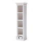 NovaSolo Halifax 20" Classic White Mahogany Bookshelf Cabinet With 4 Shelves & 1 Drawer