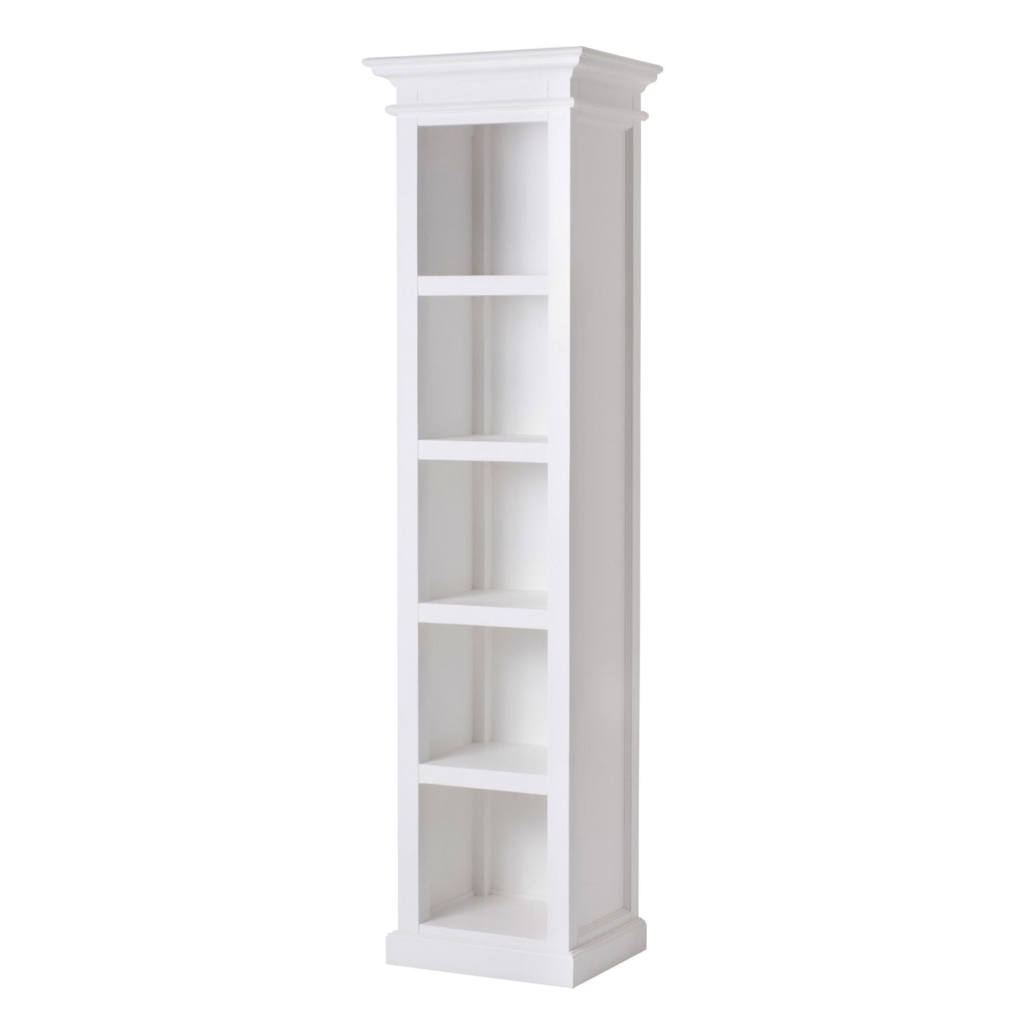 NovaSolo Halifax 20" Classic White Mahogany Bookshelf Cabinet With 5 Shelves