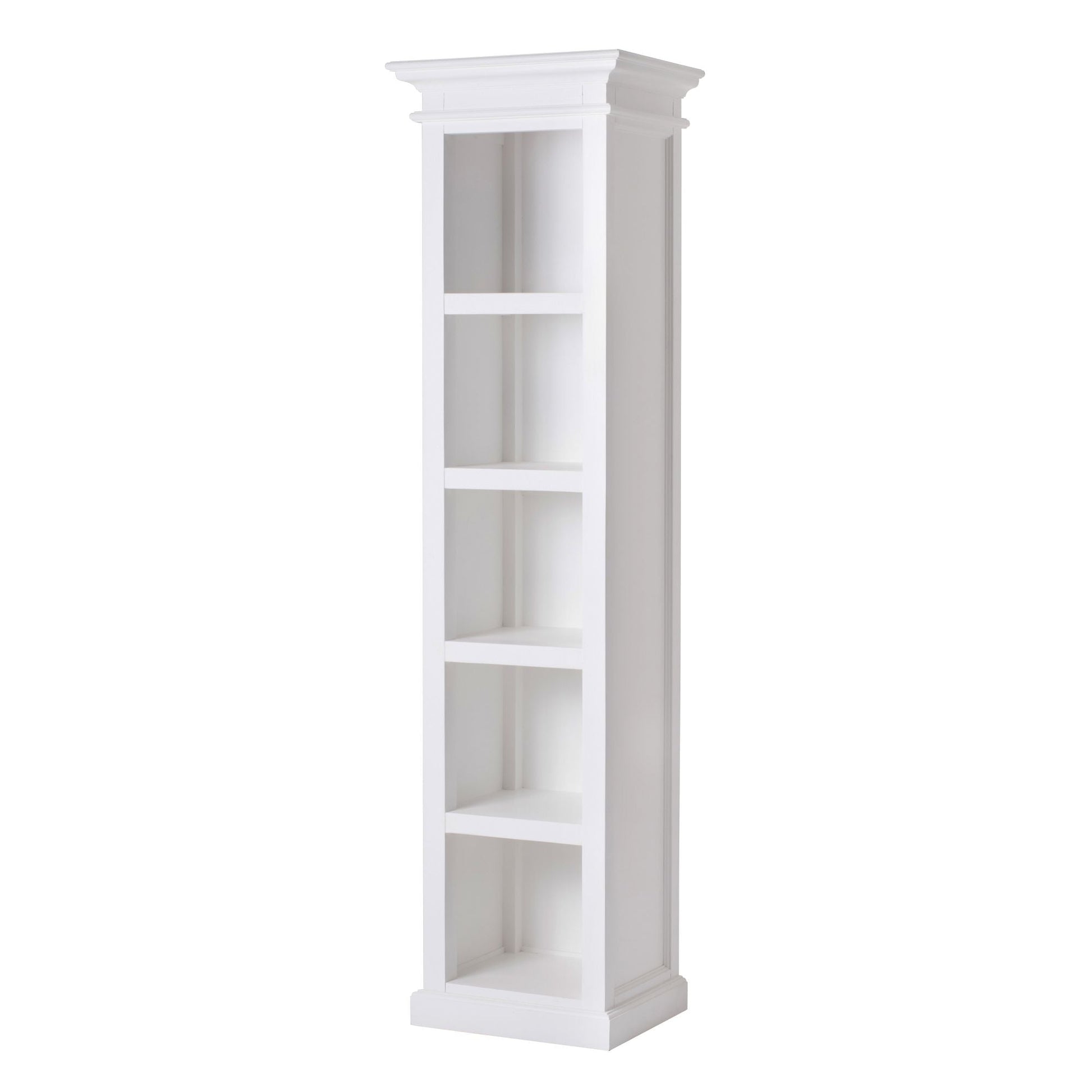 NovaSolo Halifax 20" Classic White Mahogany Bookshelf Cabinet With 5 Shelves