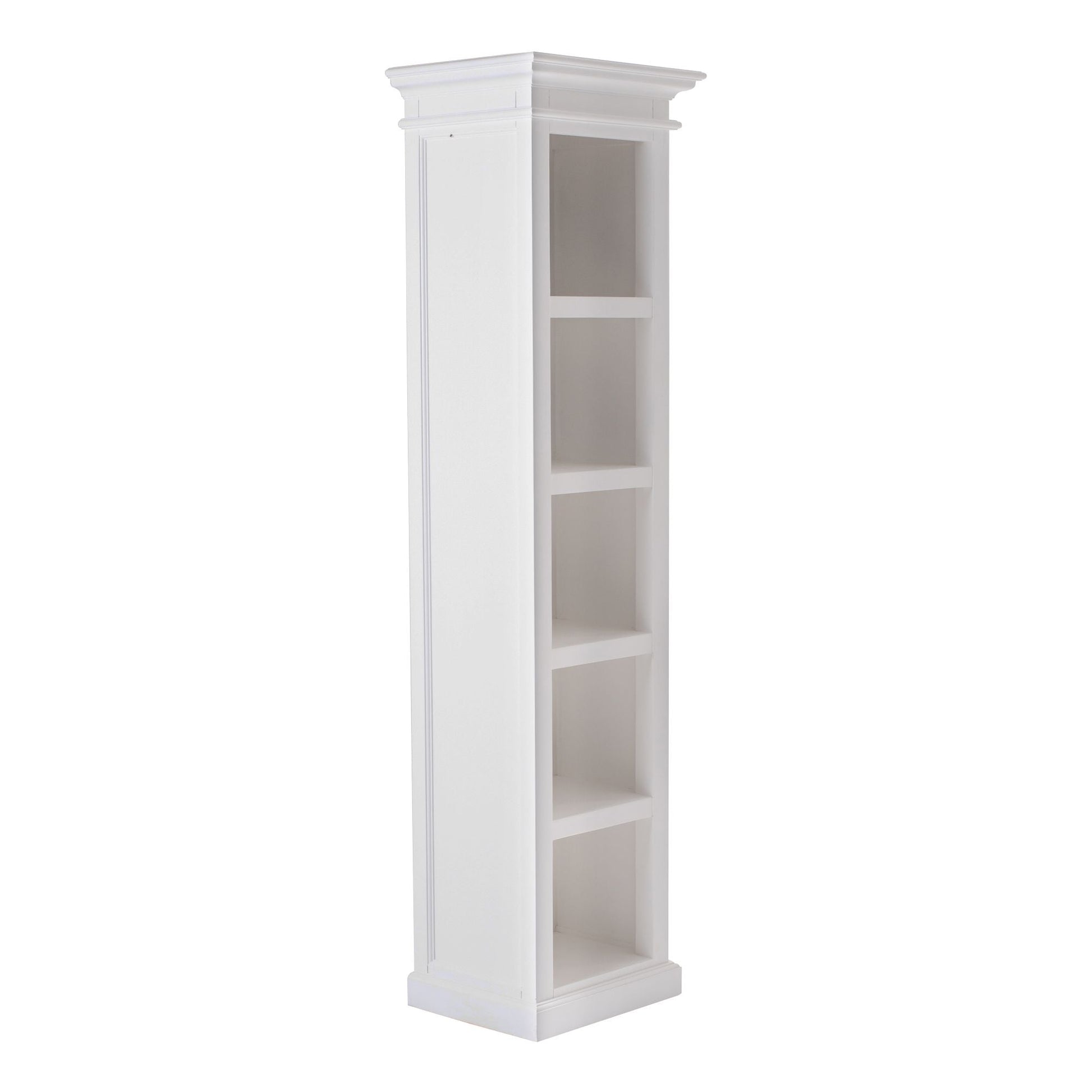 NovaSolo Halifax 20" Classic White Mahogany Bookshelf Cabinet With 5 Shelves