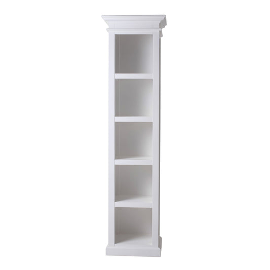 NovaSolo Halifax 20" Classic White Mahogany Bookshelf Cabinet With 5 Shelves