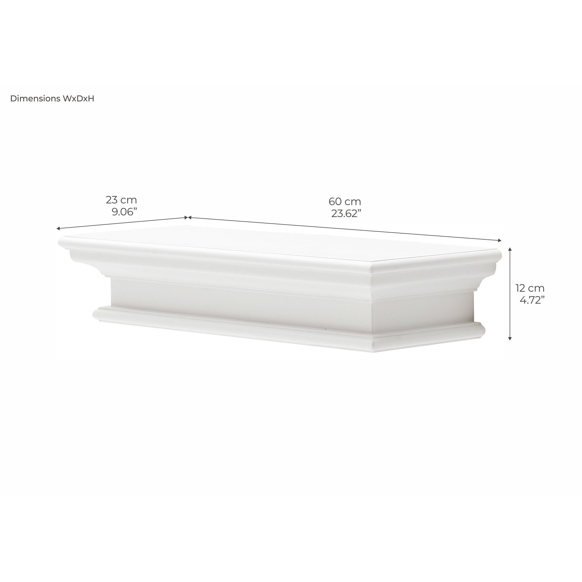 NovaSolo Halifax 24" Classic White Mahogany Floating Wall Shelf