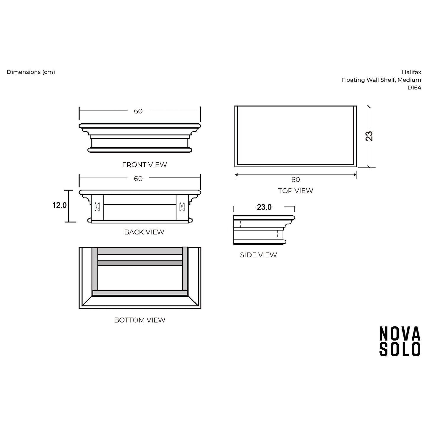 NovaSolo Halifax 24" Classic White Mahogany Floating Wall Shelf