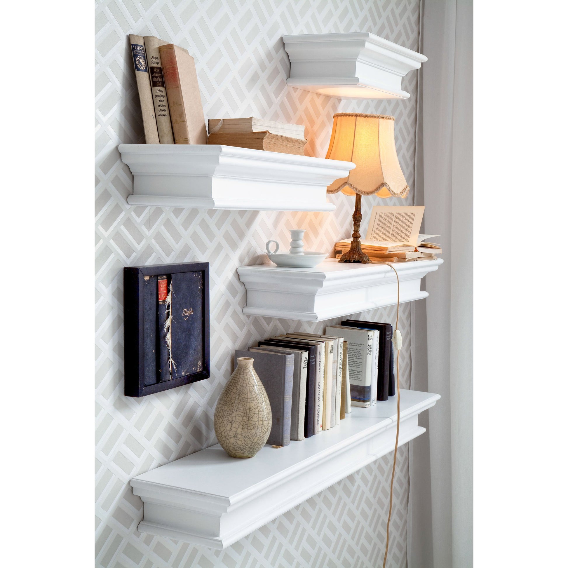 NovaSolo Halifax 24" Classic White Mahogany Floating Wall Shelf