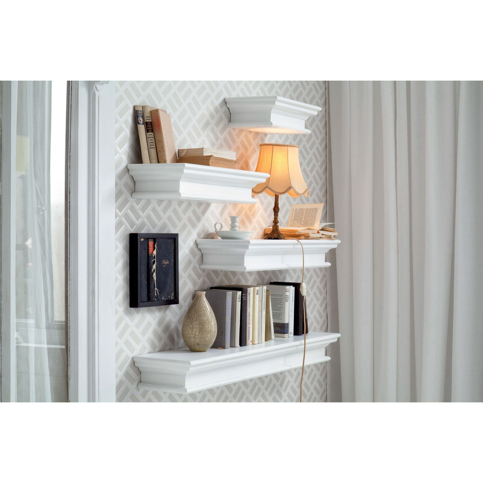 NovaSolo Halifax 24" Classic White Mahogany Floating Wall Shelf