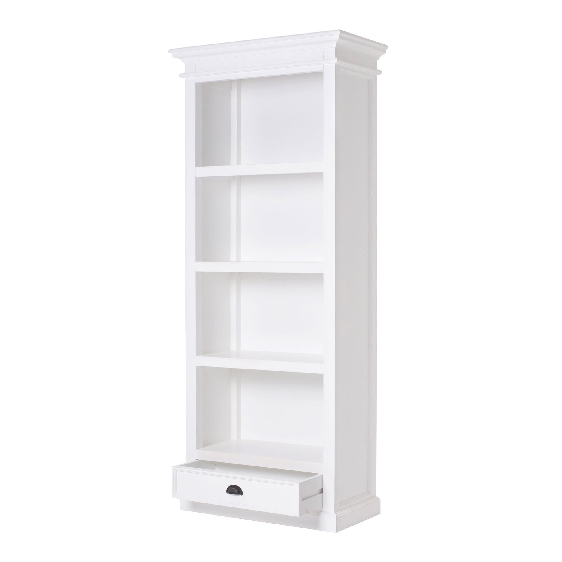 NovaSolo Halifax 32" Classic White Mahogany Display Cabinet With 4 Shelves & 1 Drawer