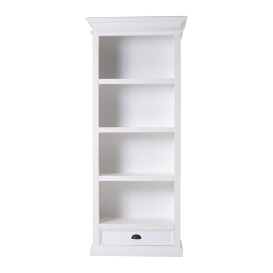 NovaSolo Halifax 32" Classic White Mahogany Display Cabinet With 4 Shelves & 1 Drawer
