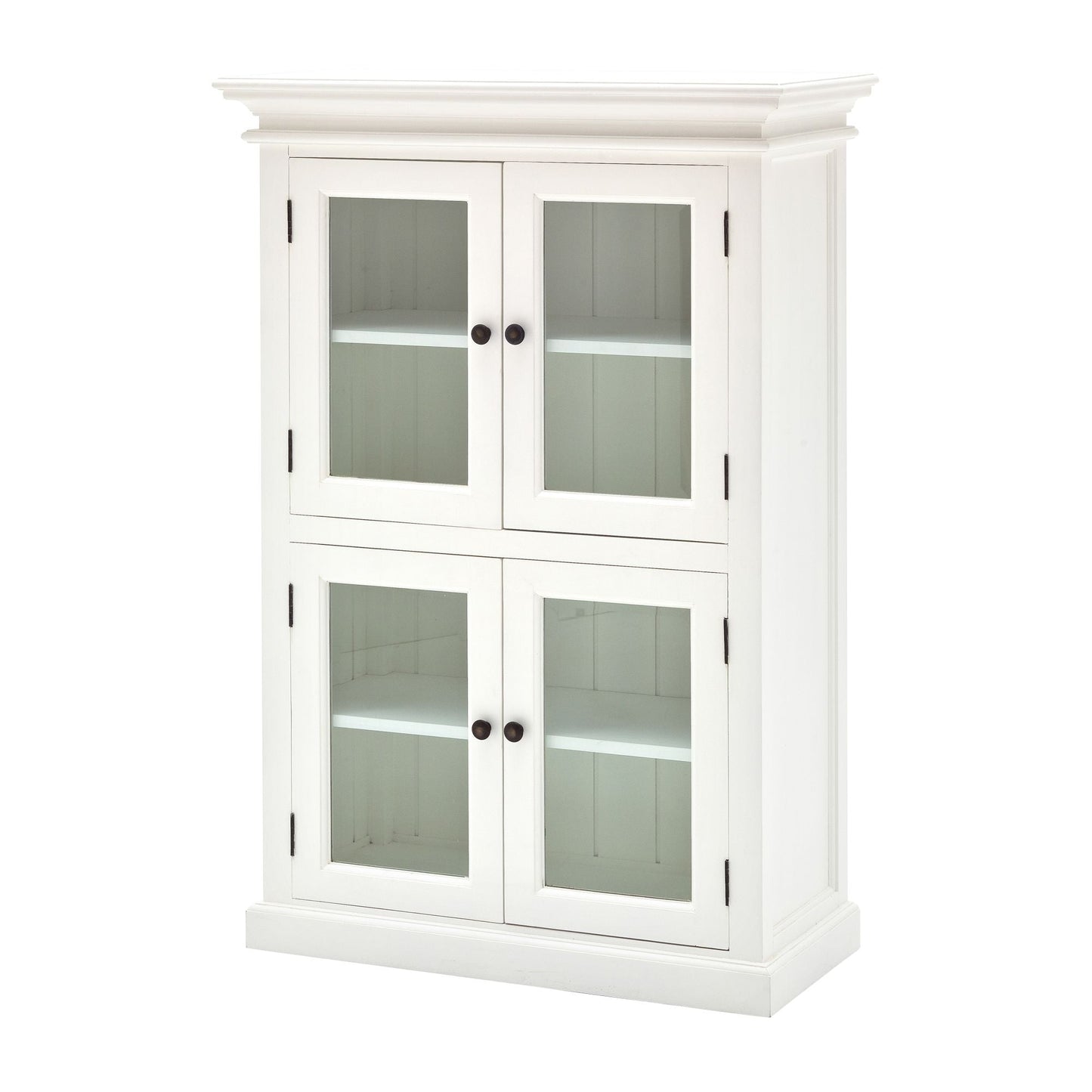 NovaSolo Halifax 35" Classic White Mahogany 2-Level Display Cabinet With 4 Glass Doors