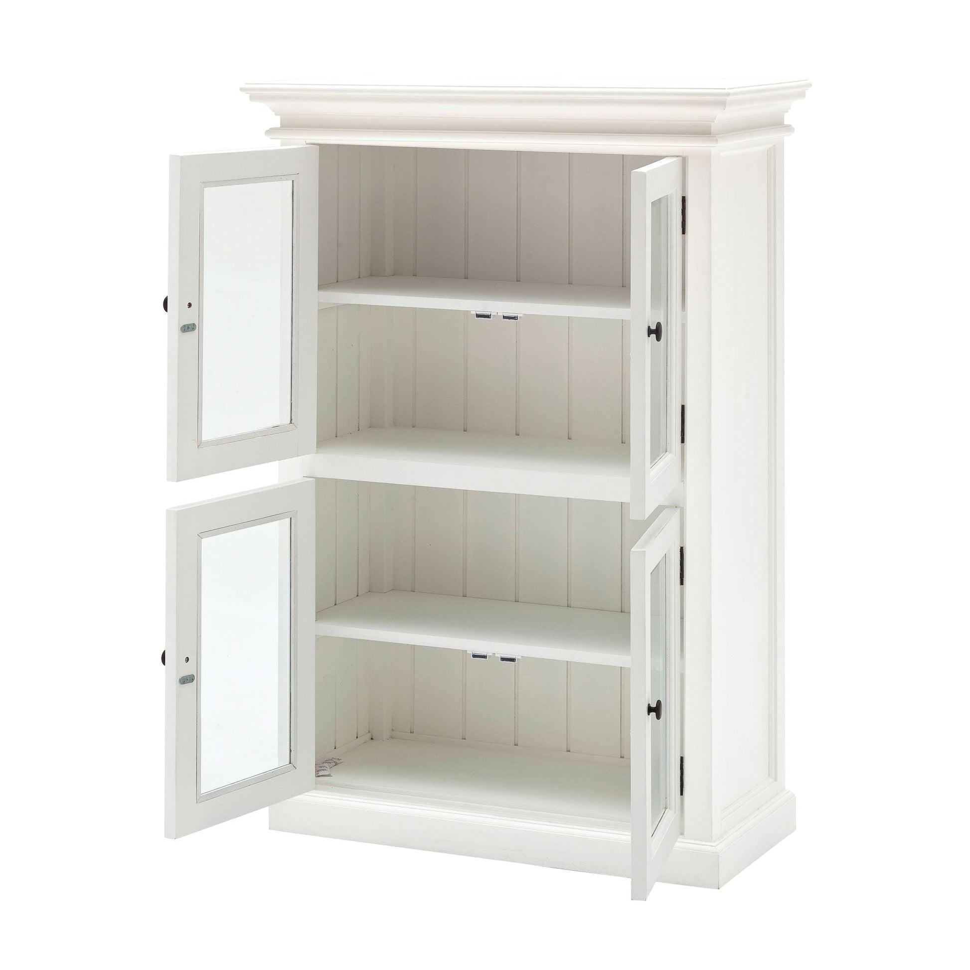 NovaSolo Halifax 35" Classic White Mahogany 2-Level Display Cabinet With 4 Glass Doors