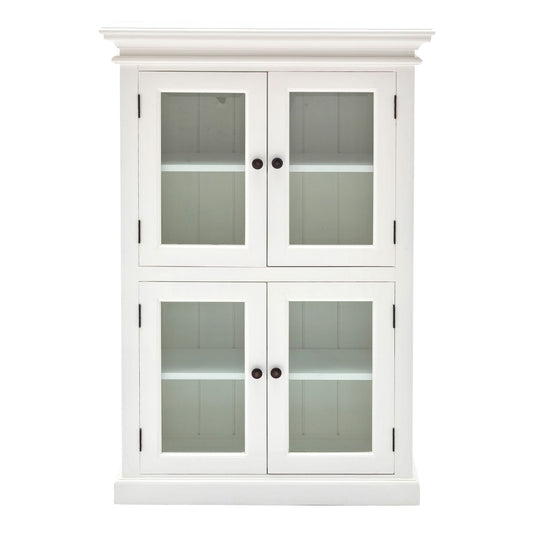 NovaSolo Halifax 35" Classic White Mahogany 2-Level Display Cabinet With 4 Glass Doors