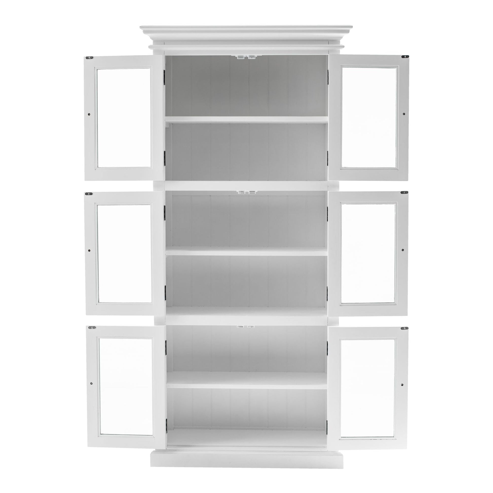 NovaSolo Halifax 35" Classic White Mahogany 3-Level Display Cabinet With 6 Glass Doors