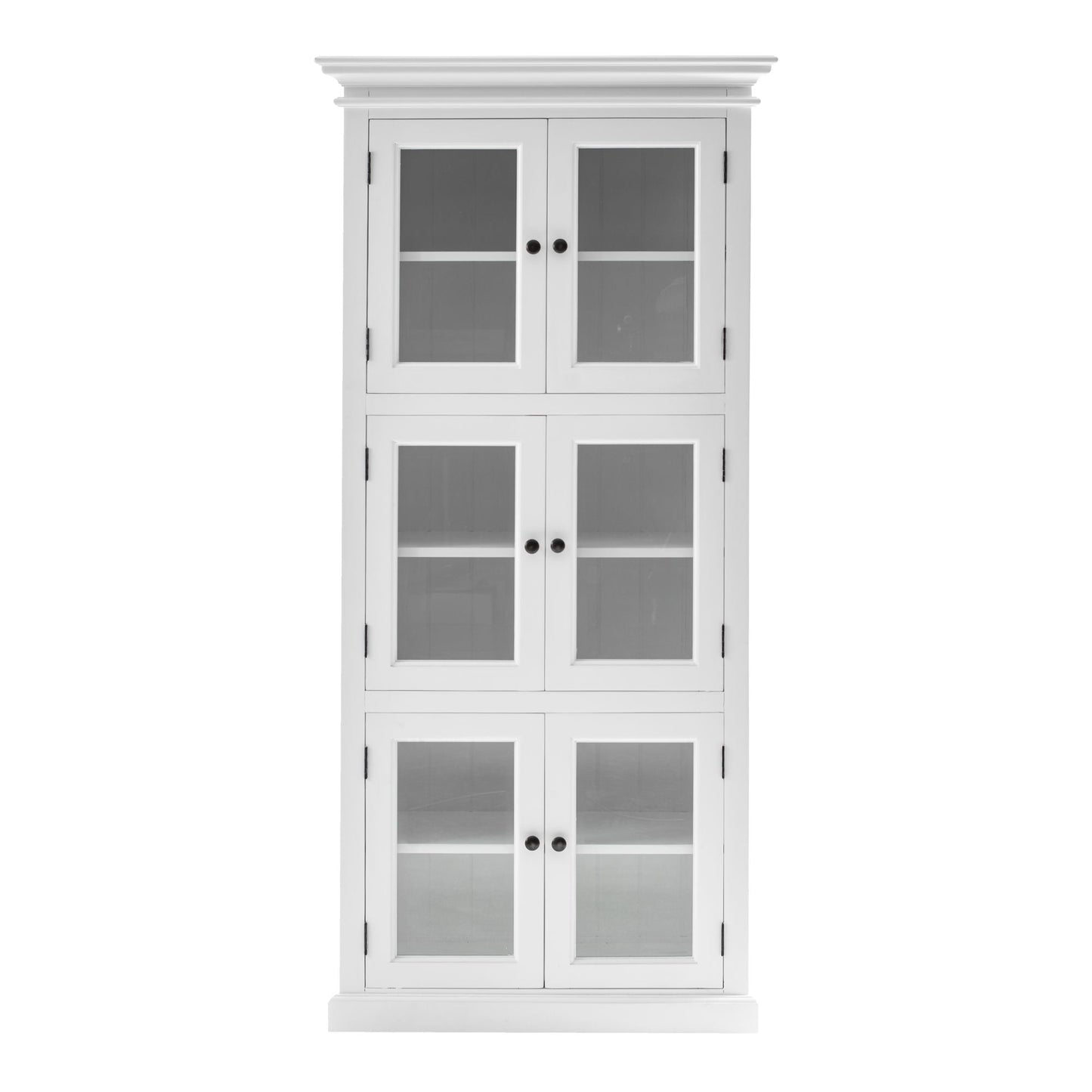 NovaSolo Halifax 35" Classic White Mahogany 3-Level Display Cabinet With 6 Glass Doors