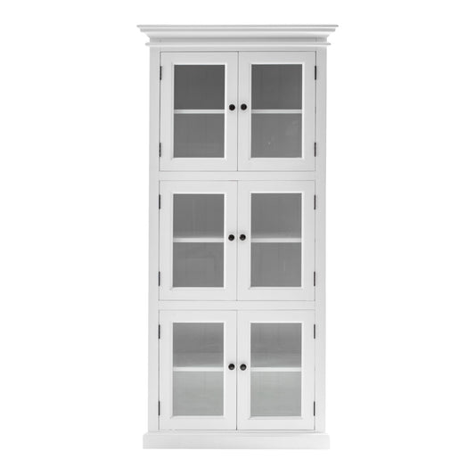 NovaSolo Halifax 35" Classic White Mahogany 3-Level Display Cabinet With 6 Glass Doors