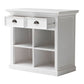 NovaSolo Halifax 35" Classic White Mahogany Buffet With 2 Drawers & 4 Rattan Baskets