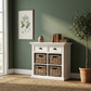 NovaSolo Halifax 35" Classic White Mahogany Buffet With 2 Drawers & 4 Rattan Baskets