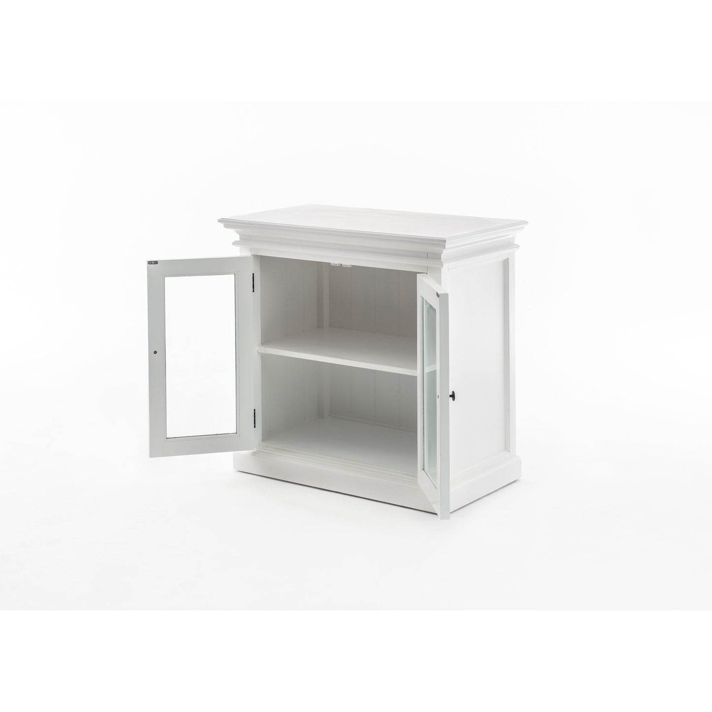 NovaSolo Halifax 35" Classic White Mahogany Display Buffet With 2 Glass Doors