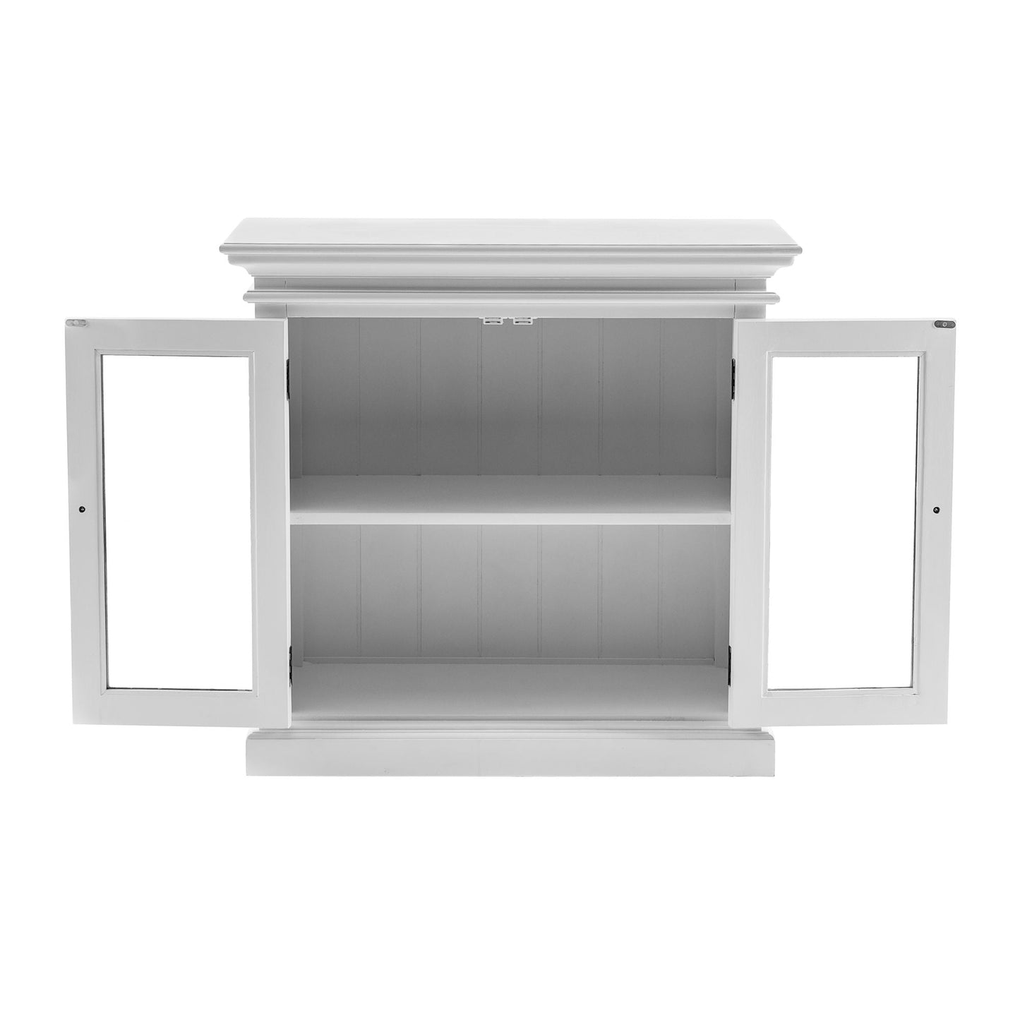 NovaSolo Halifax 35" Classic White Mahogany Display Buffet With 2 Glass Doors