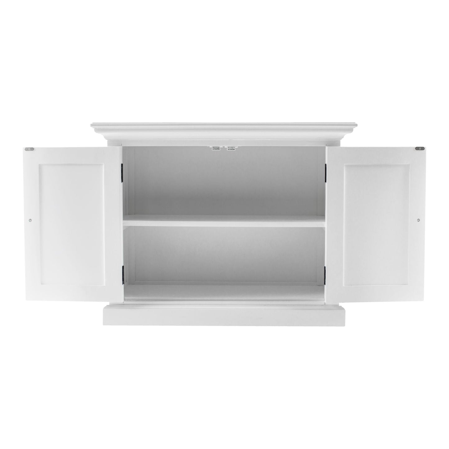 NovaSolo Halifax 35" Classic White Mahogany Single-Bay Hutch Cabinet With 2 Doors & 5 Shelves