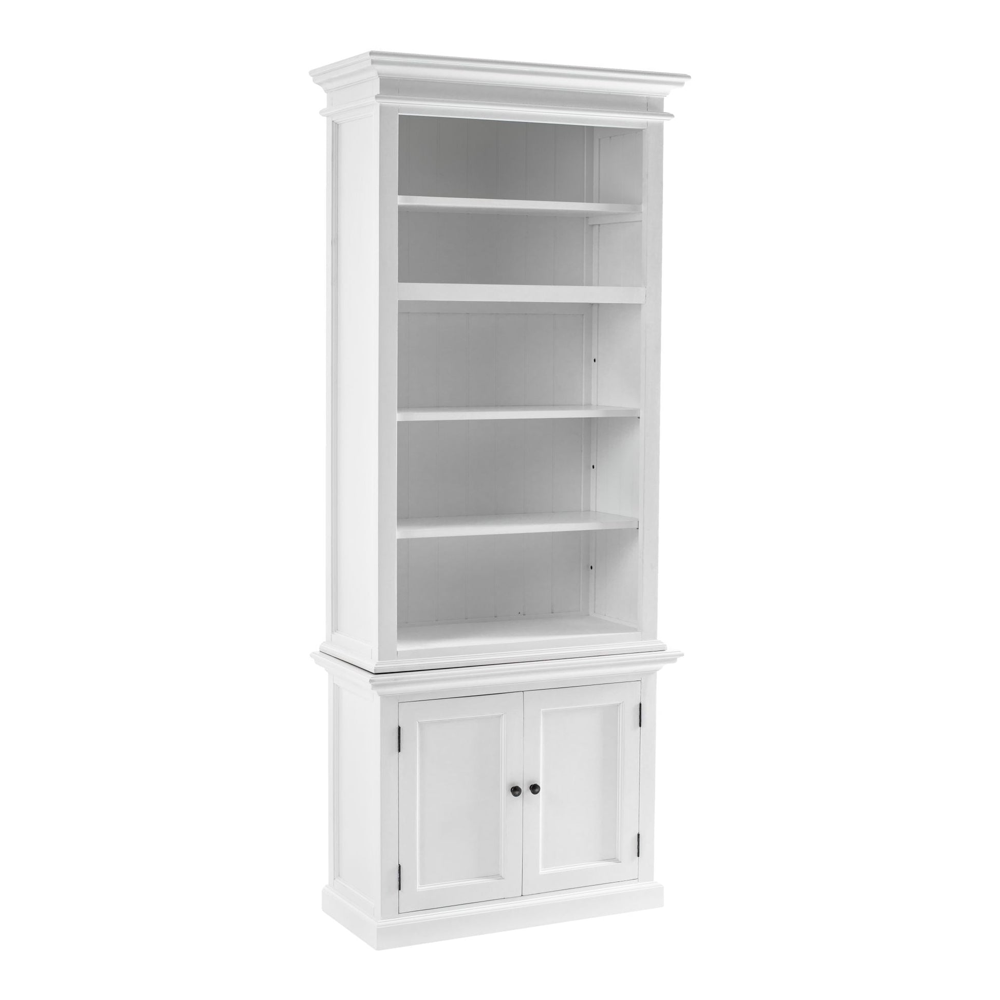 NovaSolo Halifax 35" Classic White Mahogany Single-Bay Hutch Cabinet With 2 Doors & 5 Shelves