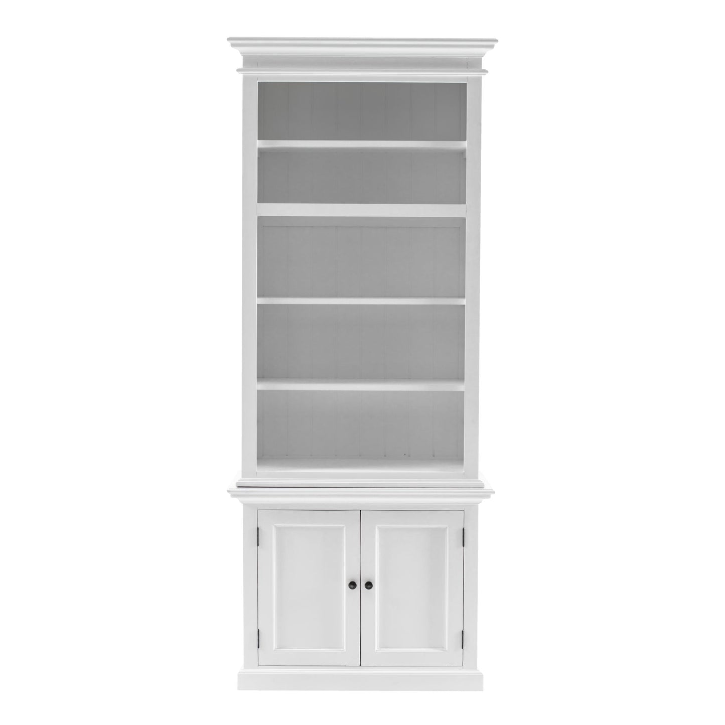 NovaSolo Halifax 35" Classic White Mahogany Single-Bay Hutch Cabinet With 2 Doors & 5 Shelves