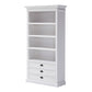 NovaSolo Halifax 39" Classic White Mahogany Book Cabinet With 3 Large Drawers