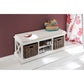 NovaSolo Halifax 47" Classic White Mahogany Bench With 2 Rattan Baskets