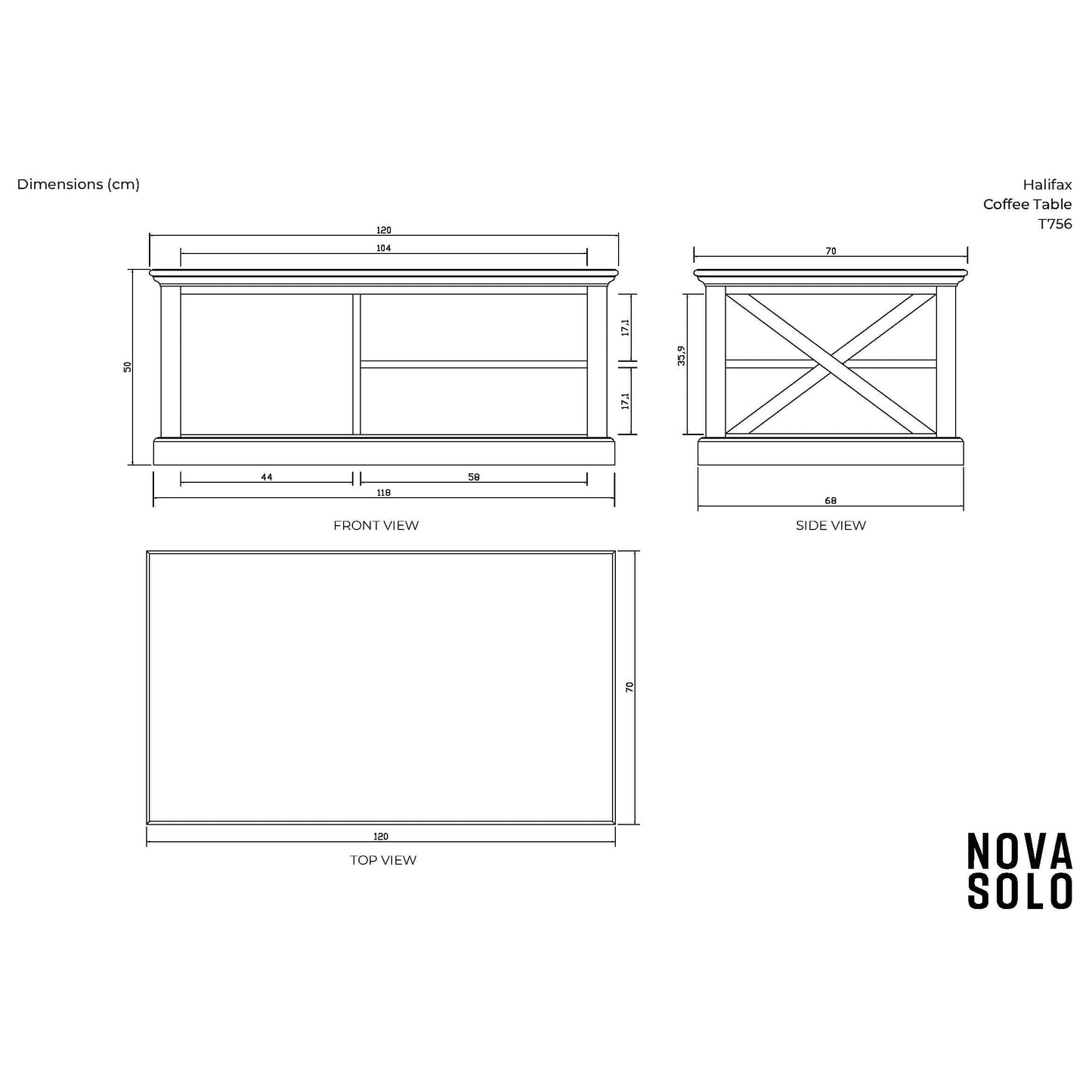 NovaSolo Halifax 47" Classic White Mahogany Coffee Table