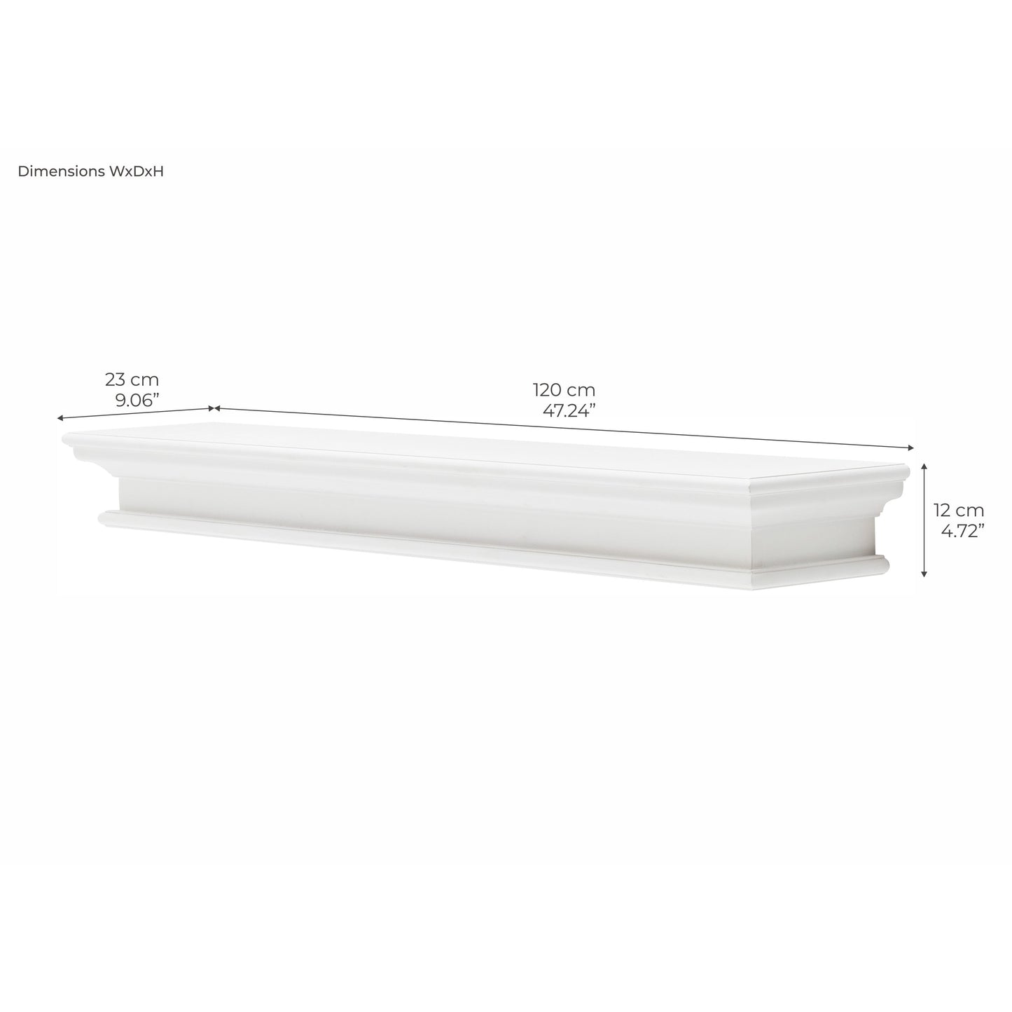 NovaSolo Halifax 47" Classic White Mahogany Floating Wall Shelf