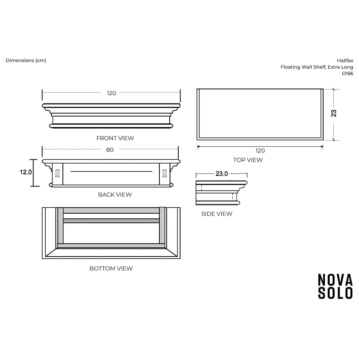 NovaSolo Halifax 47" Classic White Mahogany Floating Wall Shelf