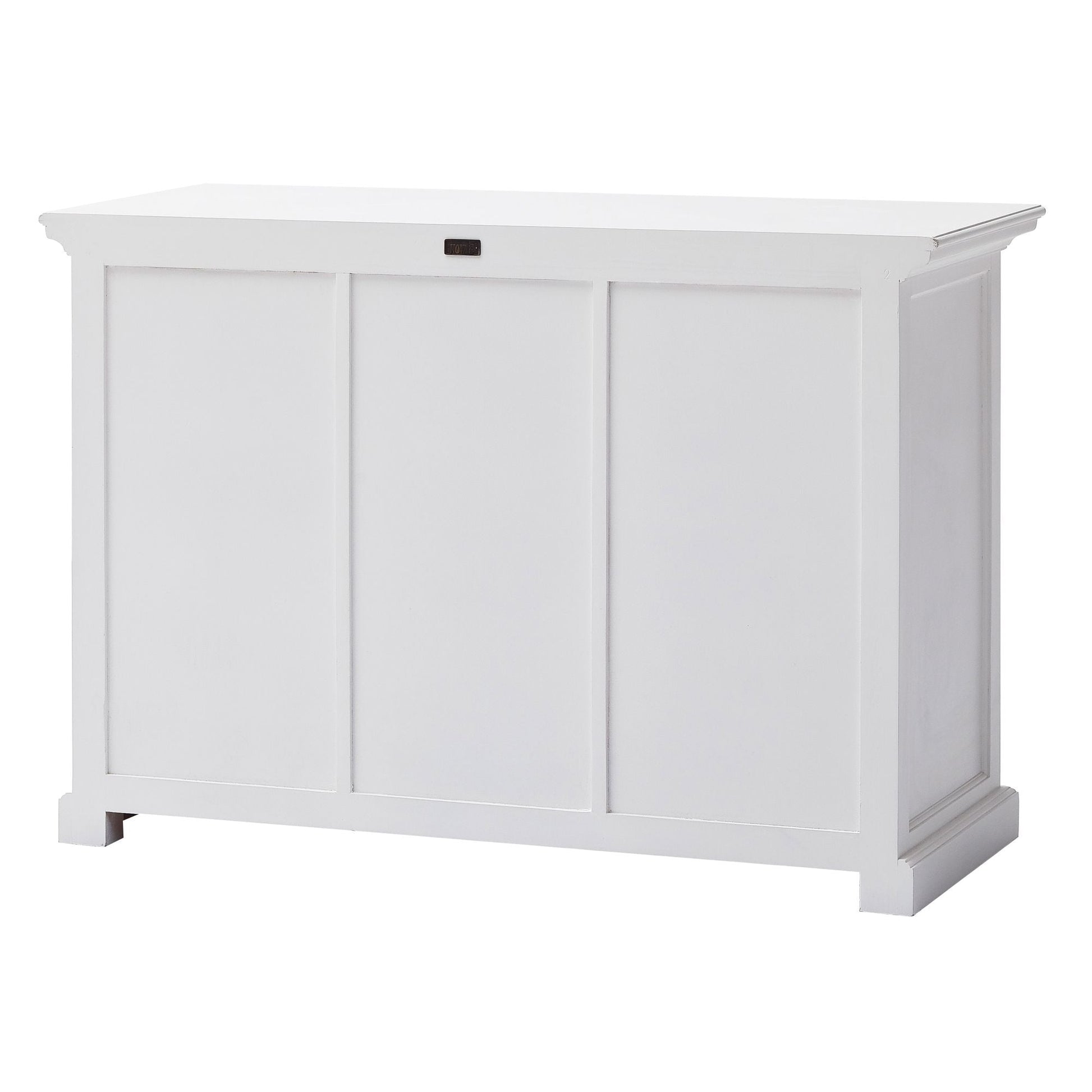 NovaSolo Halifax 49" Classic White Mahogany Buffet With 3 Drawers & 2 Rattan Baskets