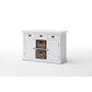 NovaSolo Halifax 49" Classic White Mahogany Buffet With 3 Drawers & 2 Rattan Baskets