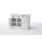 NovaSolo Halifax 49" Classic White Mahogany Buffet With 3 Drawers & 2 Rattan Baskets