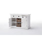 NovaSolo Halifax 49" Classic White Mahogany Buffet With 3 Drawers & 2 Rattan Baskets