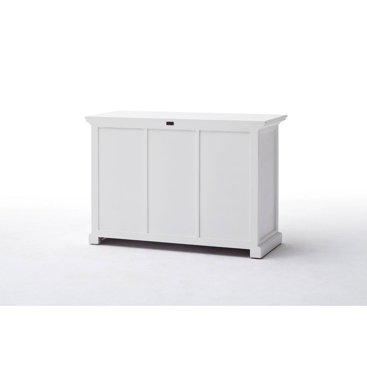 NovaSolo Halifax 49" Classic White Mahogany Buffet With 3 Drawers & 2 Rattan Baskets