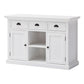 NovaSolo Halifax 49" Classic White Mahogany Buffet With 3 Drawers & 2 Rattan Baskets