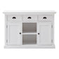 NovaSolo Halifax 49" Classic White Mahogany Buffet With 3 Drawers & 2 Rattan Baskets