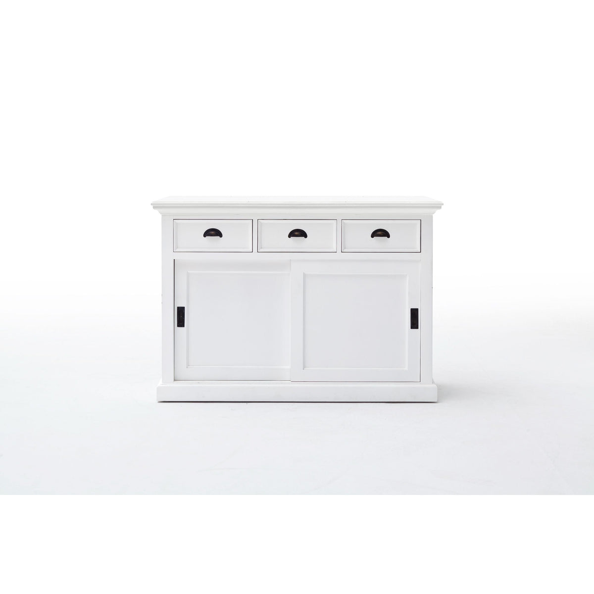 NovaSolo Halifax 49" Classic White Mahogany Buffet With 3 Drawers & 2 Sliding Doors