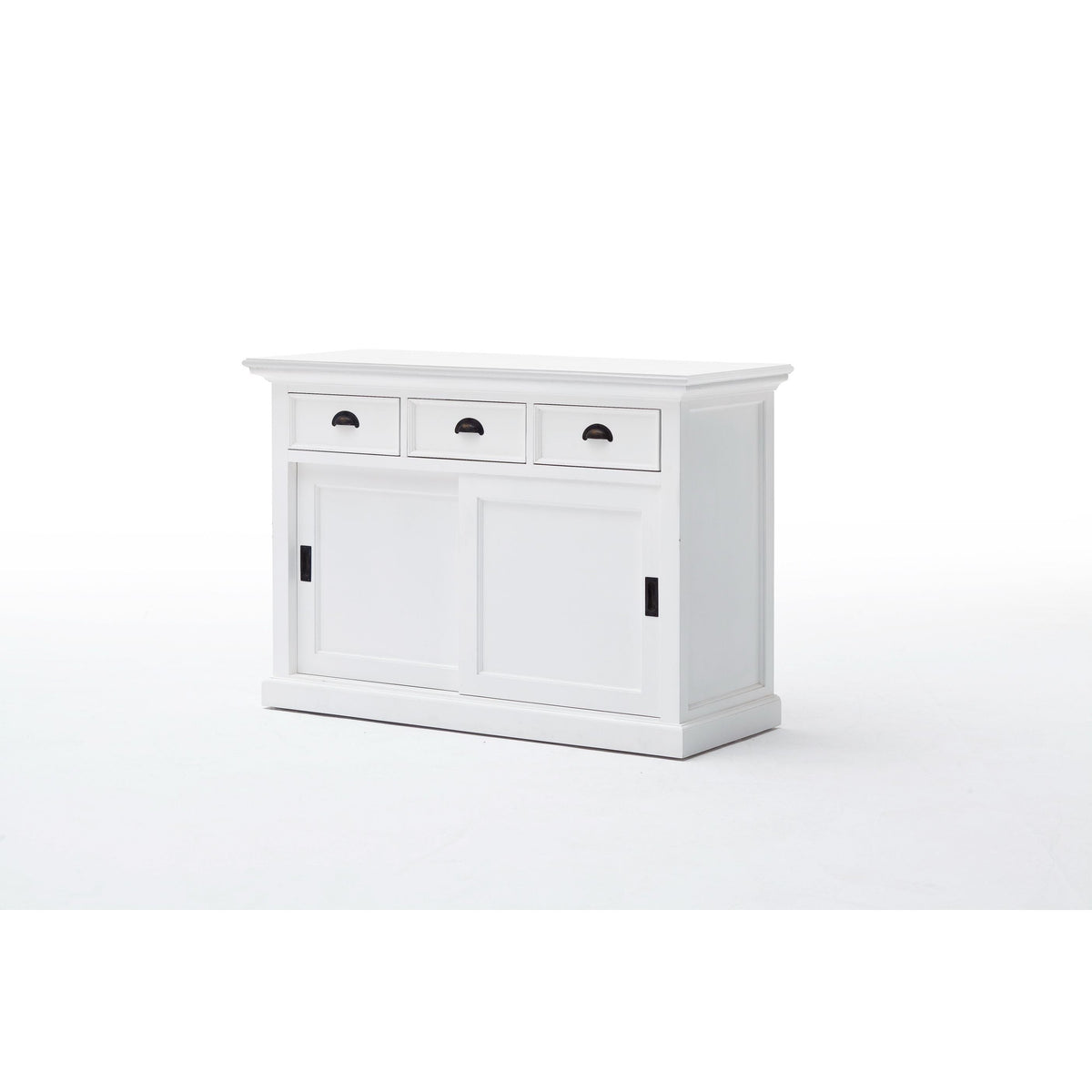 NovaSolo Halifax 49" Classic White Mahogany Buffet With 3 Drawers & 2 Sliding Doors