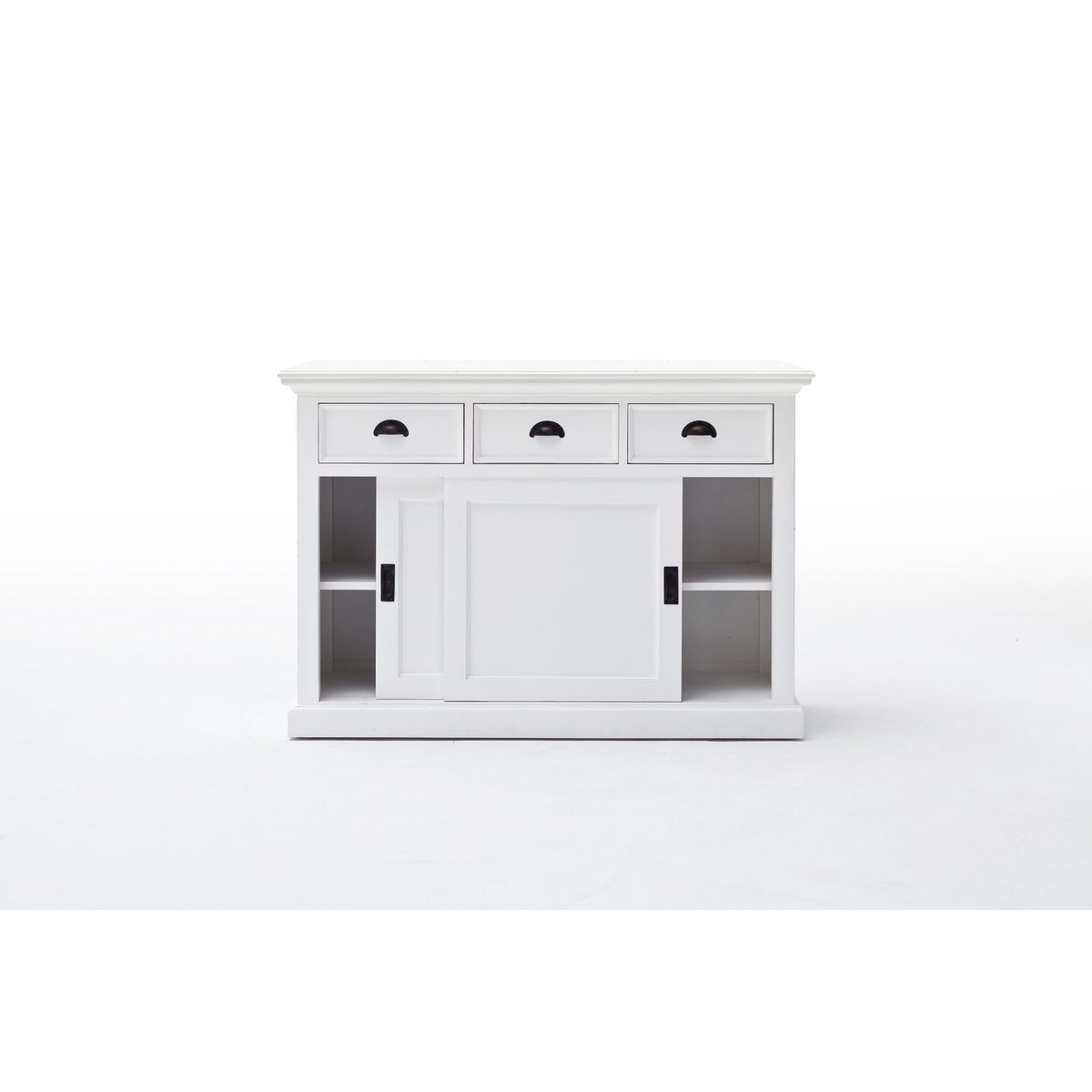 NovaSolo Halifax 49" Classic White Mahogany Buffet With 3 Drawers & 2 Sliding Doors