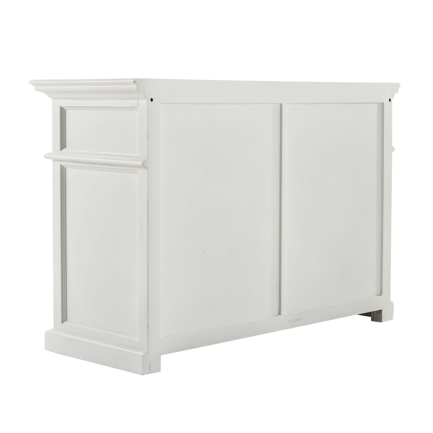 NovaSolo Halifax 49" Classic White Mahogany Kitchen Buffet With 4 Drawers & 2 Rattan Baskets